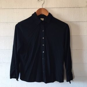 J Jill Black Button Up Stretch Top Size S EUC